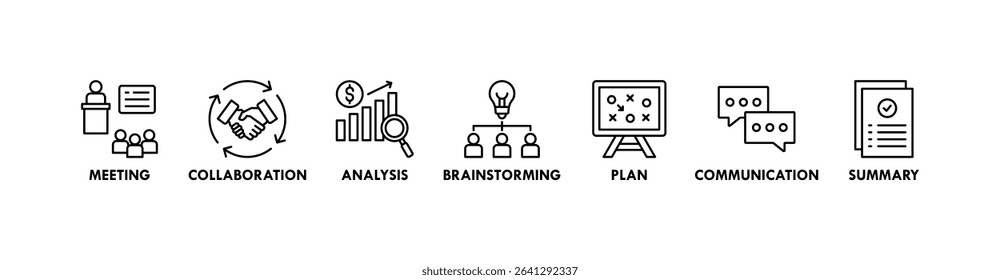 Brief banner web icon vector illustration concept for a briefing of business plan with an icon of meeting, collaboration, analysis, brainstorming, plan, communication, and summary