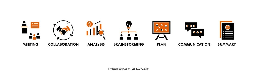 Brief banner web icon vector illustration concept for a briefing of business plan with an icon of meeting, collaboration, analysis, brainstorming, plan, communication, and summary