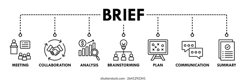 Brief banner web icon vector illustration concept for a briefing of business plan with an icon of meeting, collaboration, analysis, brainstorming, plan, communication, and summary