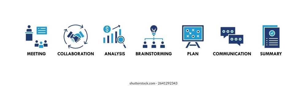Brief banner web icon vector illustration concept for a briefing of business plan with an icon of meeting, collaboration, analysis, brainstorming, plan, communication, and summary