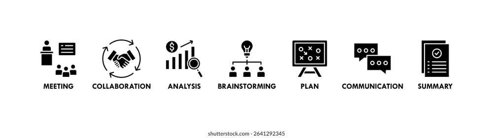 Brief banner web icon vector illustration concept for a briefing of business plan with an icon of meeting, collaboration, analysis, brainstorming, plan, communication, and summary