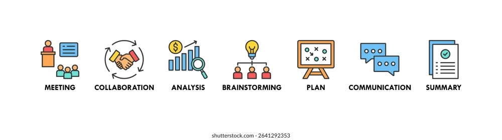 Brief banner web icon vector illustration concept for a briefing of business plan with an icon of meeting, collaboration, analysis, brainstorming, plan, communication, and summary