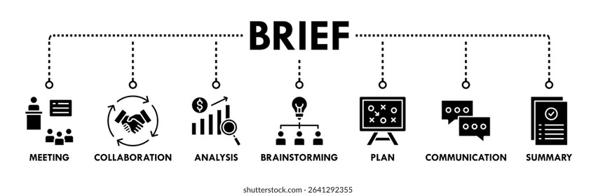 Brief banner web icon vector illustration concept for a briefing of business plan with an icon of meeting, collaboration, analysis, brainstorming, plan, communication, and summary