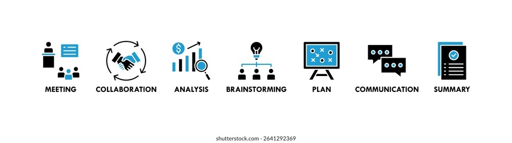 Brief banner web icon vector illustration concept for a briefing of business plan with an icon of meeting, collaboration, analysis, brainstorming, plan, communication, and summary