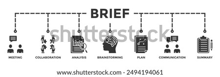 Brief banner web icon vector illustration concept for a briefing of business plan with an icon of meeting, collaboration, analysis, brainstorming, plan, communication, and summary	