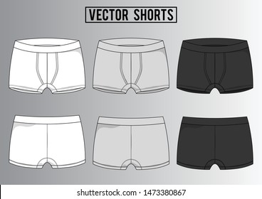 Brief boxer shorts fashion vector illustration flat sketches template - Vector