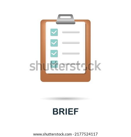 Brief icon in 3d. Colored illustration from creative package collection. Creative Brief icon for web design, templates, infographics and more