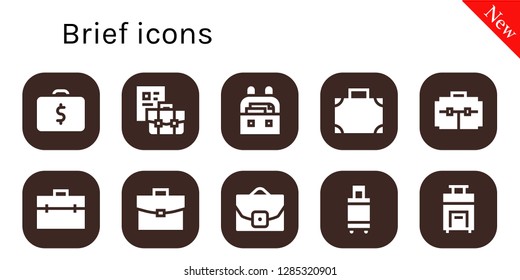  brief icon set. 10 filled brief icons. Simple modern icons about  - Briefcase, Case, Suitcase