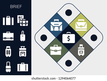  brief icon set. 13 filled brief icons. Simple modern icons about  - Briefcase, Suitcase