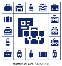  brief icon set. 17 filled brief icons.  Simple modern icons about  - Suitcase, Briefcase, Case