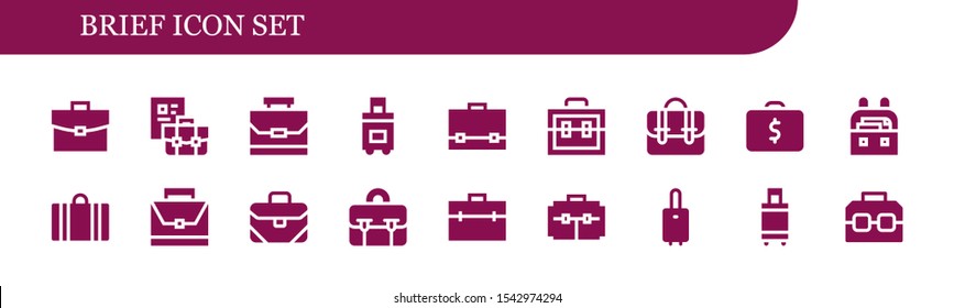 brief icon set. 18 filled brief icons.  Simple modern icons about  - Briefcase, Case, Suitcase