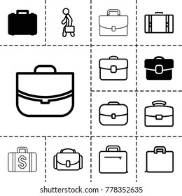 Brief icons. set of 13 editable outline brief icons such as case, man with case