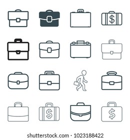 Brief Icons. Set Of 16 Editable Outline Brief Icons Such As Case, Money Case