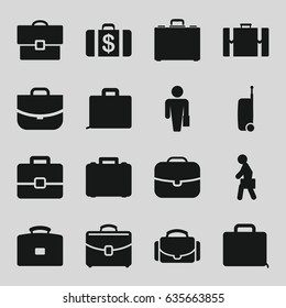 Brief icons set. set of 16 brief filled icons such as money case, case