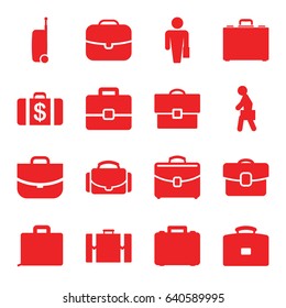 Brief icons set. set of 16 brief filled icons such as money case, case