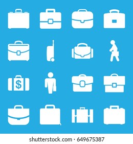 Brief icons set. set of 16 brief filled icons such as money case, case