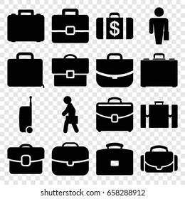 Brief icons set. set of 16 brief filled icons such as money case, case