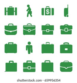 Brief icons set. set of 16 brief filled icons such as money case, case, man with case