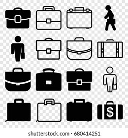 Brief icons set. set of 16 brief filled and outline icons such as money case, case, man with case