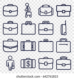Brief icons set. set of 16 brief outline icons such as money case, case