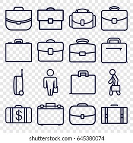 Brief Icons Set. Set Of 16 Brief Outline Icons Such As Money Case, Case