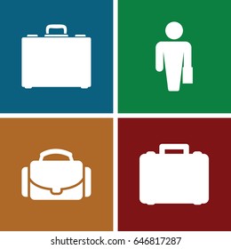 Brief icons set. set of 4 brief filled icons such as case, camera case