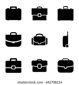 Brief icons set. set of 9 brief filled icons such as case, camera case