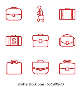 Brief icons set. set of 9 brief outline icons such as money case, case