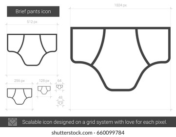 Brief pants vector line icon isolated on white background. Brief pants line icon for infographic, website or app. Scalable icon designed on a grid system.