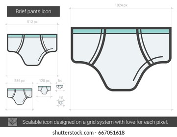 Brief pants vector line icon isolated on white background. Brief pants line icon for infographic, website or app. Scalable icon designed on a grid system.