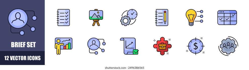 Brief set icons. Work icons. Flat style. Vector icons.