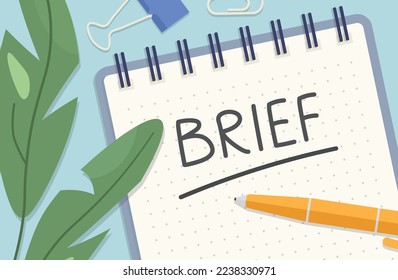 brief written in a spiral notebook- vector illustration