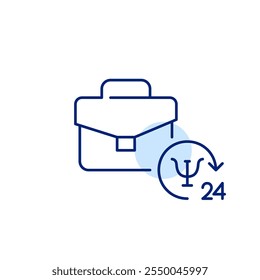 Porta-arquivos e símbolo de suporte de psicoterapia 24 horas. Aconselhamento de crise no trabalho. Pixel perfeito, ícone de traçado editável