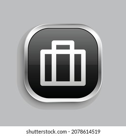 briefcase 3 line icon design. Glossy Button style rounded rectangle isolated on gray background. Vector illustration