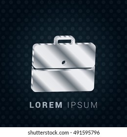 Briefcase 3D silver/platinum metallic chromium precious Icon / Logo Design