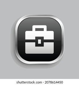 briefcase 4 fill icon design. Glossy Button style rounded rectangle isolated on gray background. Vector illustration