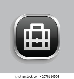 briefcase 5 line icon design. Glossy Button style rounded rectangle isolated on gray background. Vector illustration