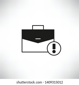 briefcase and alert mark icon for portfolio management concept