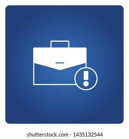 briefcase and alert mark icon for portfolio management concept in blue background