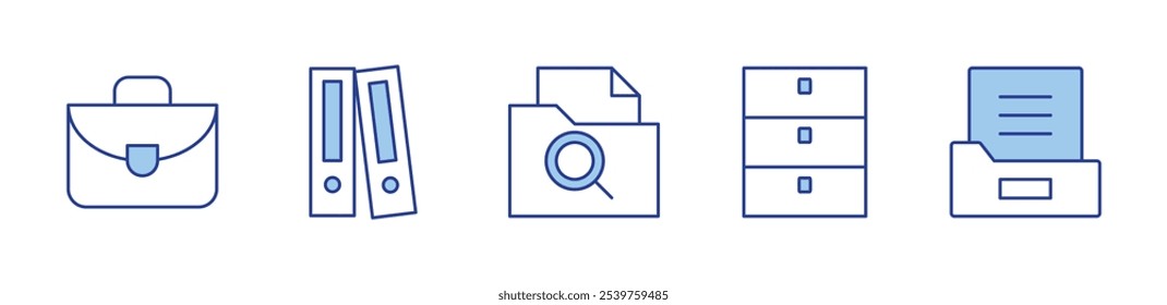 maleta, arquivos, pasta. ícone ilustração de vetor. Estilo Duotônico da Linha. Traçado editável.