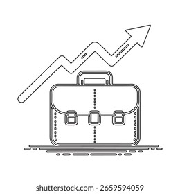 A Briefcase with Arrow Up Vector Black and White