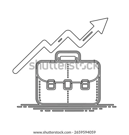 A Briefcase with Arrow Up Vector Black and White