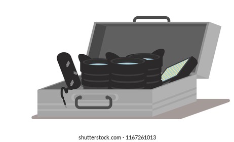 Briefcase audiovisual isolated vector illustration