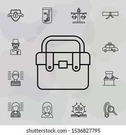Briefcase, bag icon. Universal set of law and justice for website design and development, app development