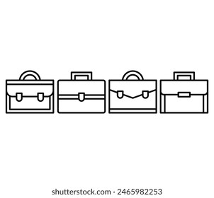 briefcase bag icons vetor design simple line black white modern flat illustration collections sets isolated