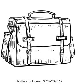 Bolso de maletín línea de Vector ilustración dibujada a mano