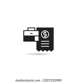 briefcase and bill icon on white background