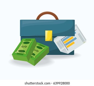 briefcase, and bill over a white background