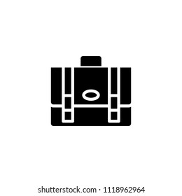 Briefcase black icon concept. Briefcase flat  vector symbol, sign, illustration.