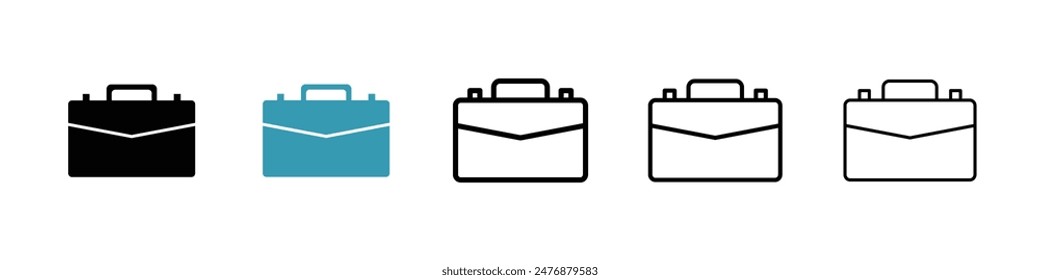 Briefcase black liner icon collection
